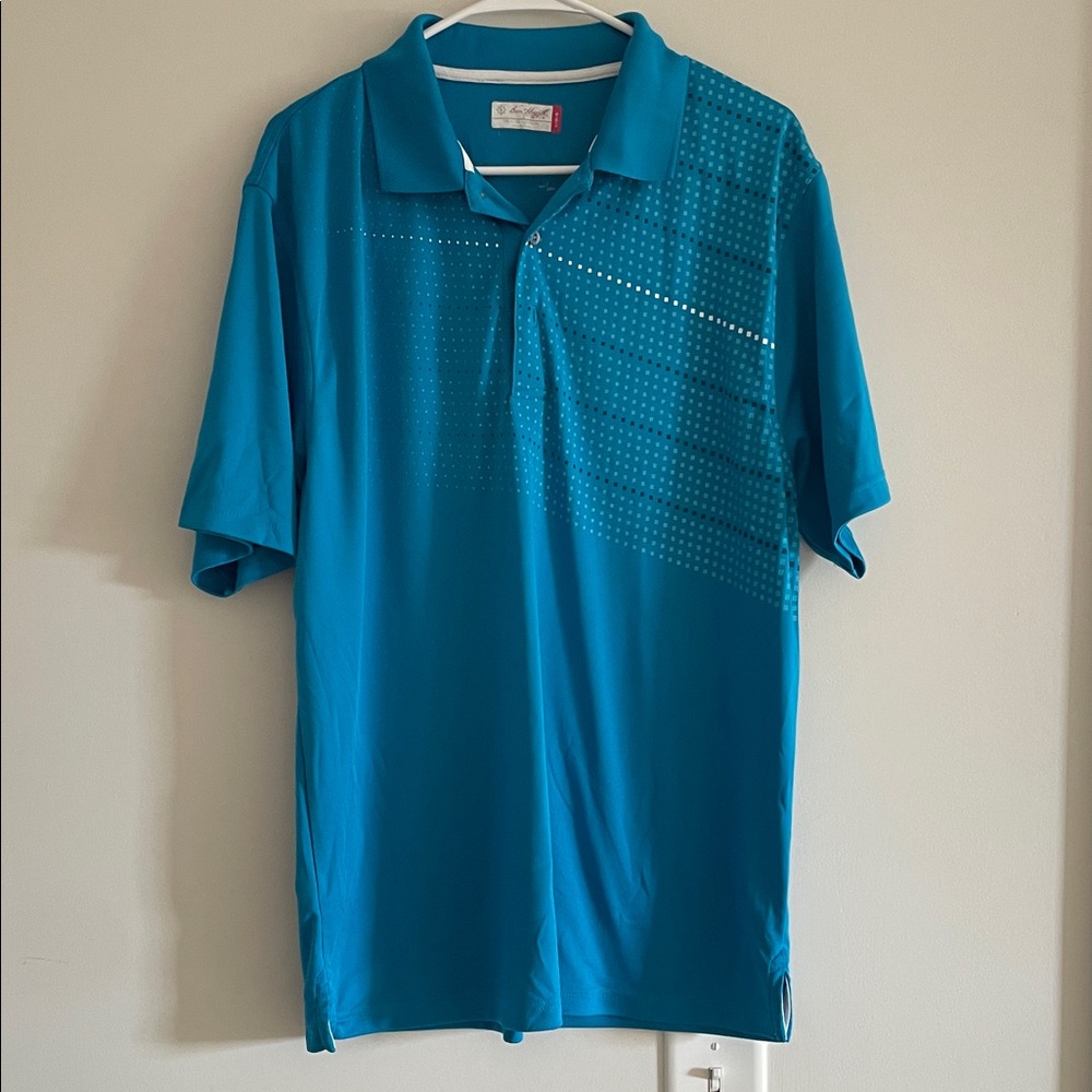 Hogan Men's Teal Polo with Diagonal Dot Detail